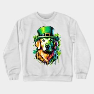 Flat-Coated Retriever Joins St Patrick's Day Celebration Crewneck Sweatshirt